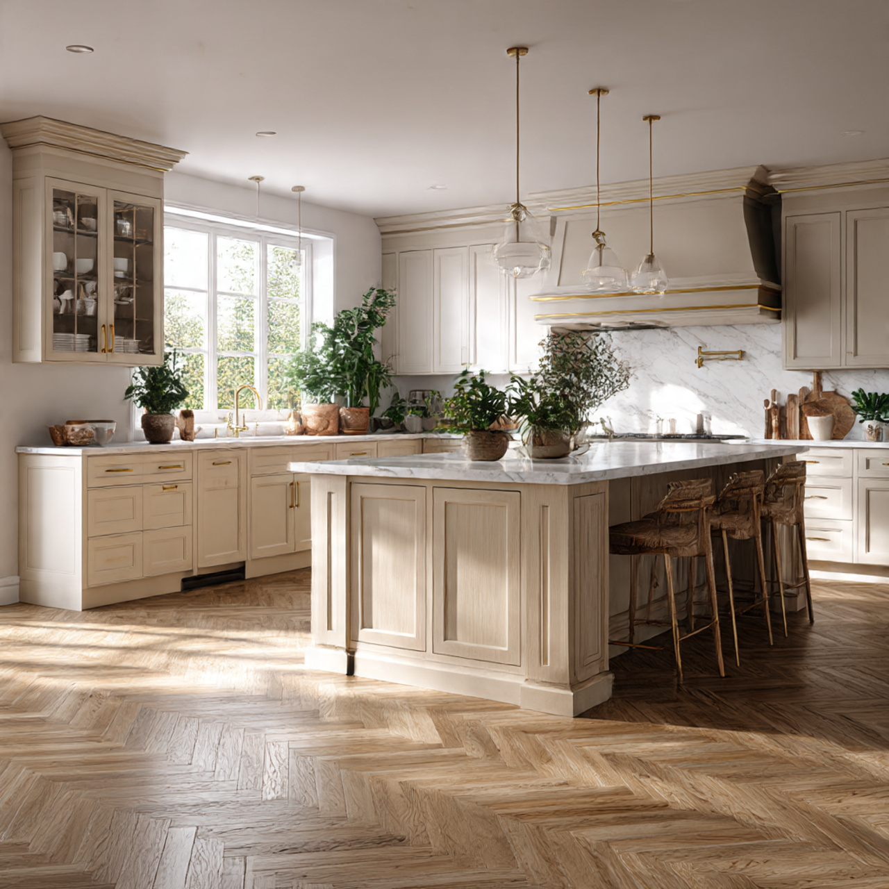 Best Farmhouse Kitchen Flooring Ideas 2025 25 a beautiful farmhouse kitchen showcasing a herringbone