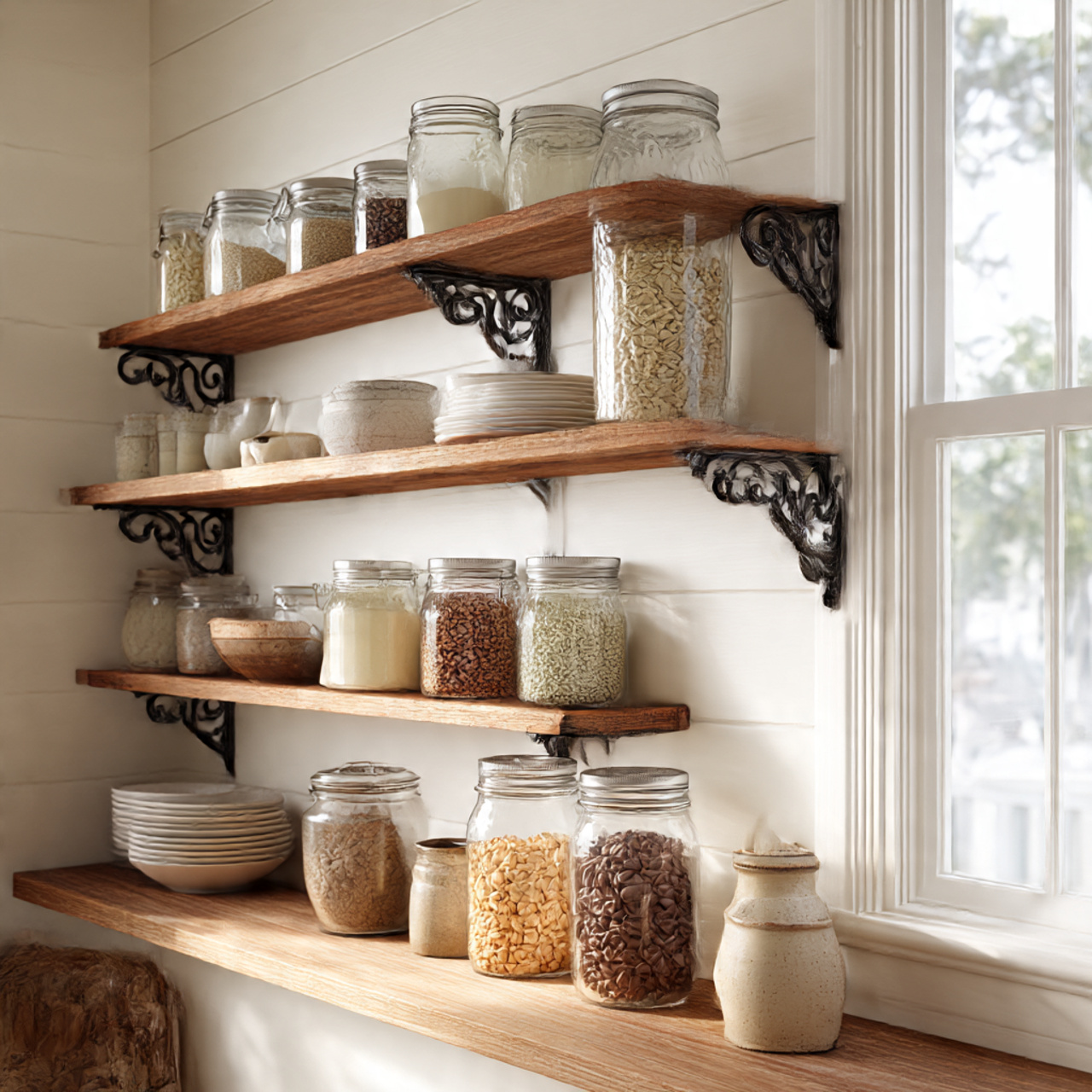 28 Charming Farmhouse Kitchen Pantry Ideas You Need 1 a bright farmhouse kitchen pantry with open