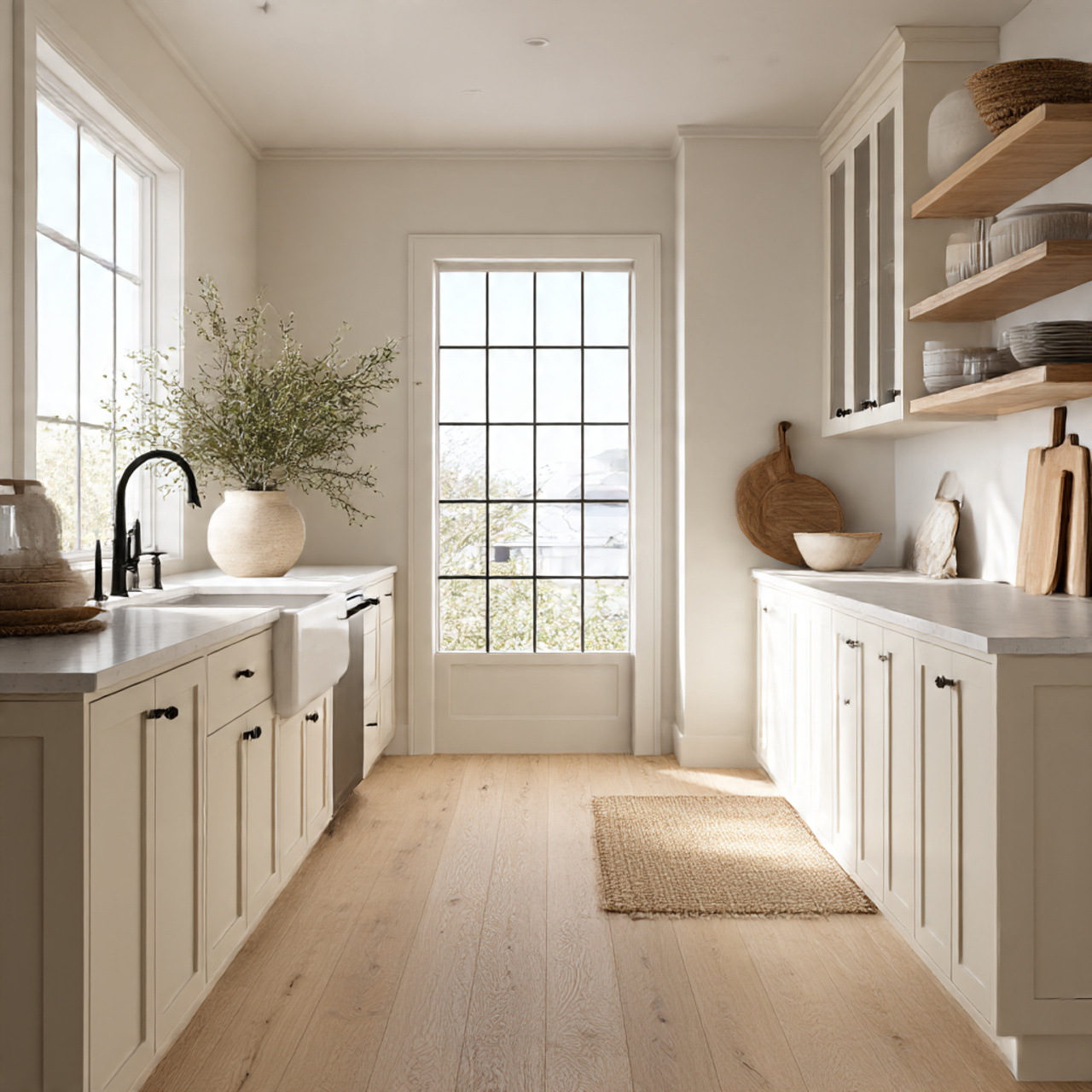 a bright modern farmhouse kitchen decor scene 1