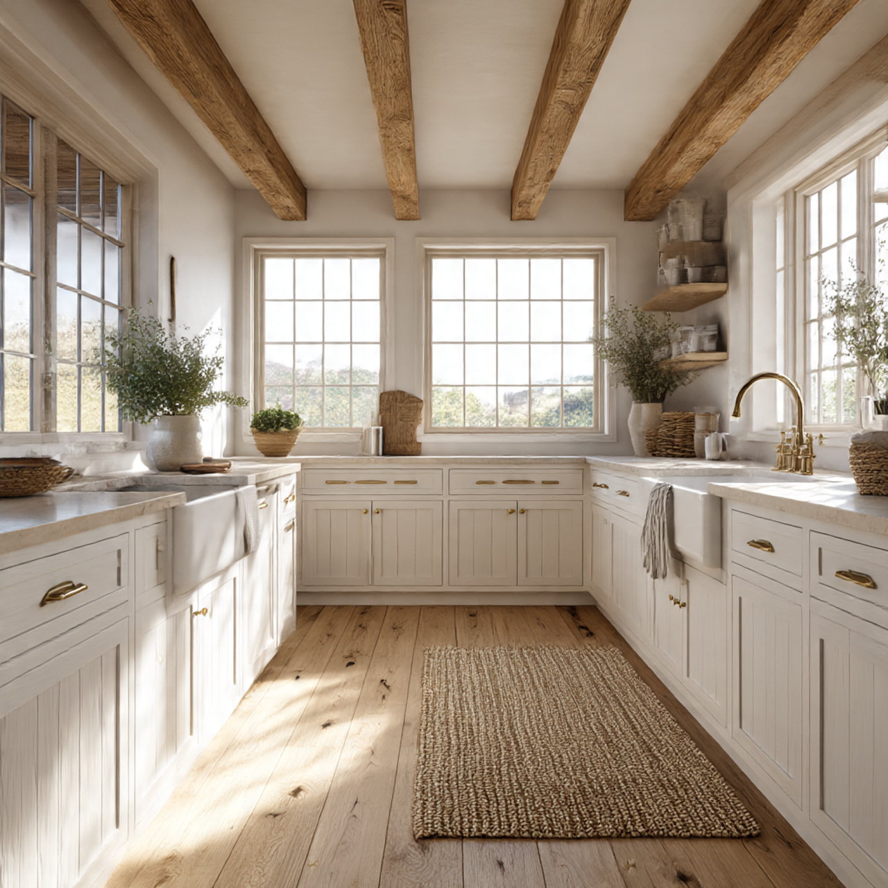 Best Farmhouse Kitchen Flooring Ideas 2025 1 a bright rustic farmhouse kitchen featuring natural