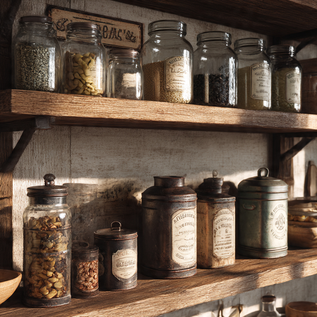 28 Charming Farmhouse Kitchen Pantry Ideas You Need 22 a charming farmhouse pantry showcasing glass jars