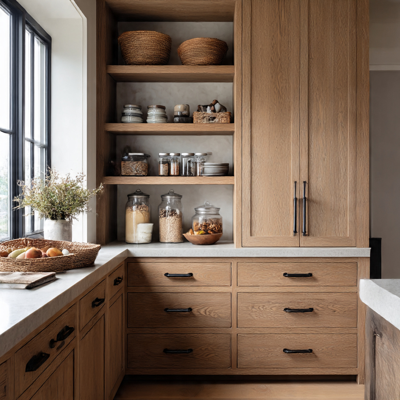 28 Charming Farmhouse Kitchen Pantry Ideas You Need 18 a clean farmhouse kitchen pantry with deep