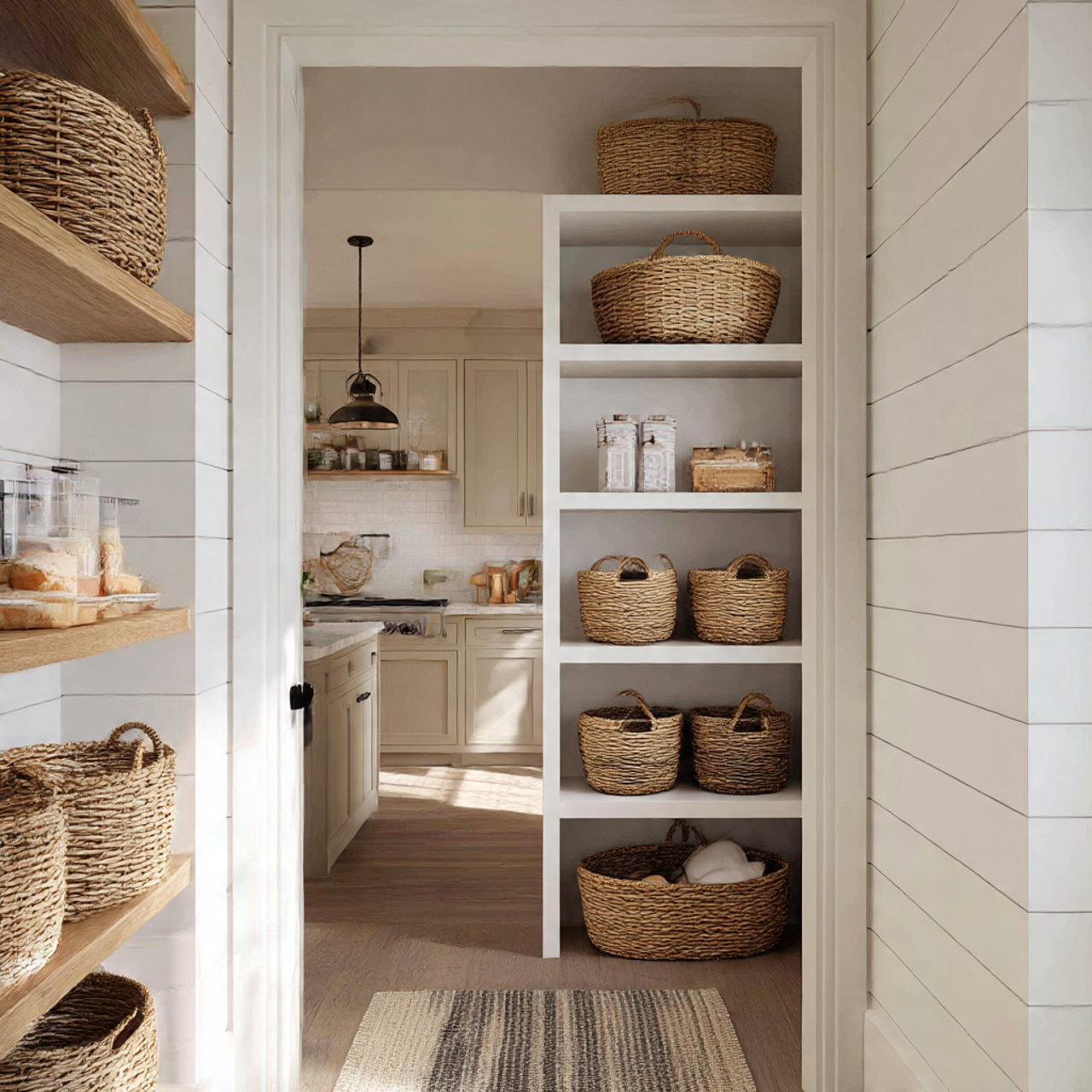 28 Charming Farmhouse Kitchen Pantry Ideas You Need 3 a clean farmhouse kitchen pantry with white