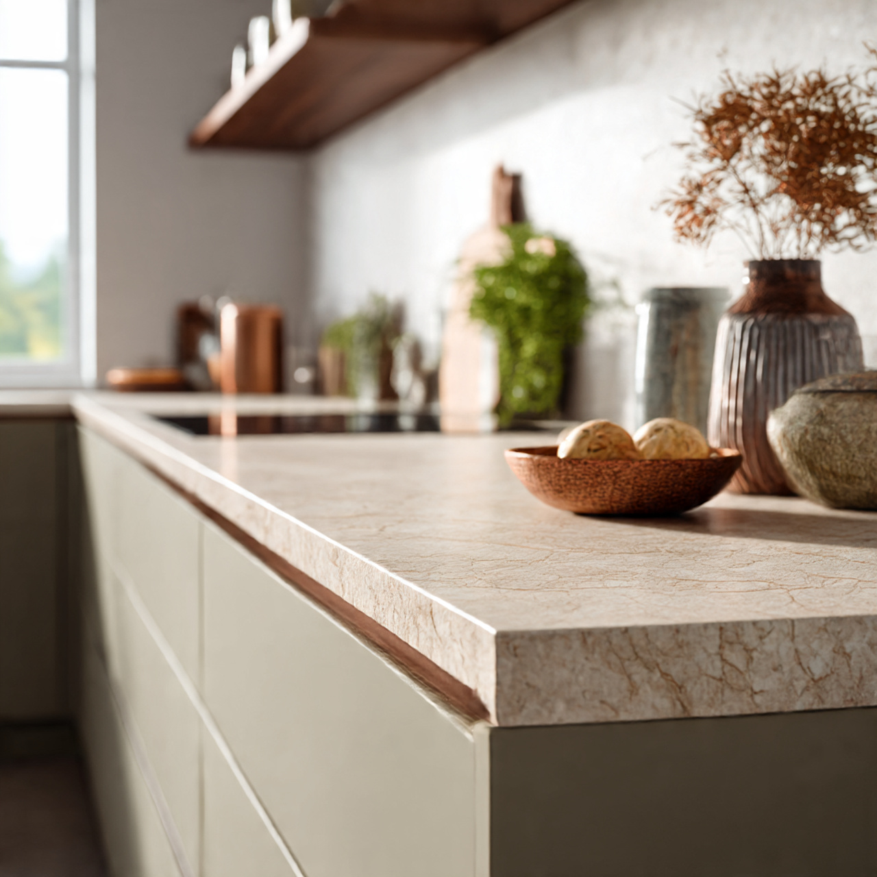 a close up high end kitchen featuring honed stone
