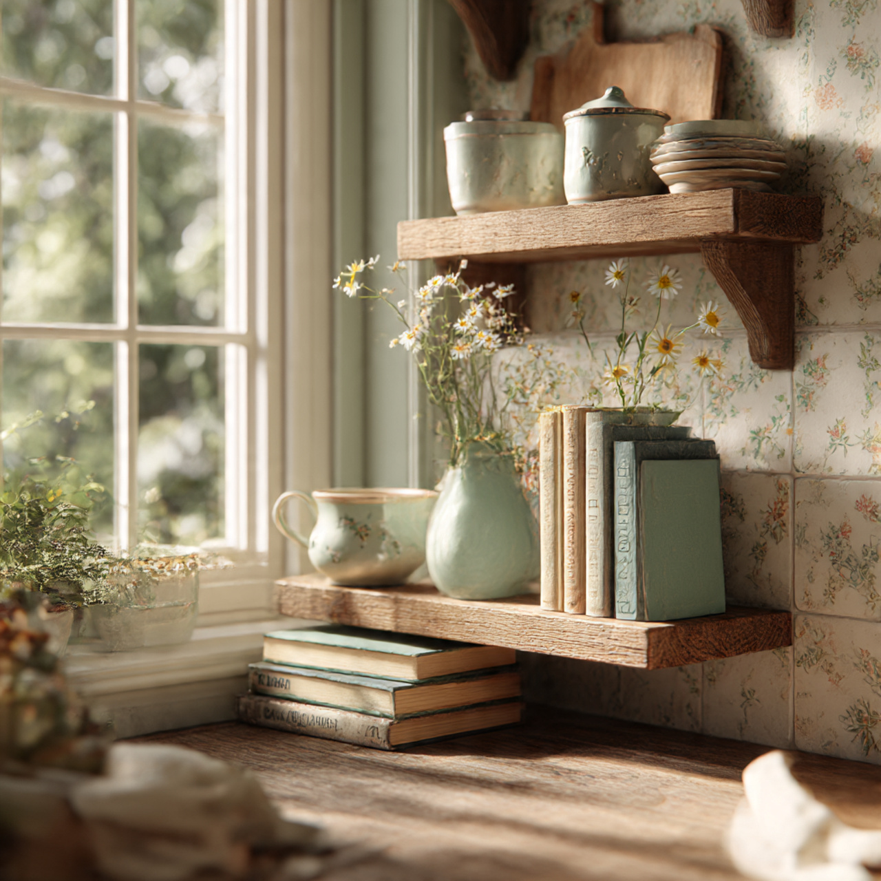 a cozy cottage core kitchen with a