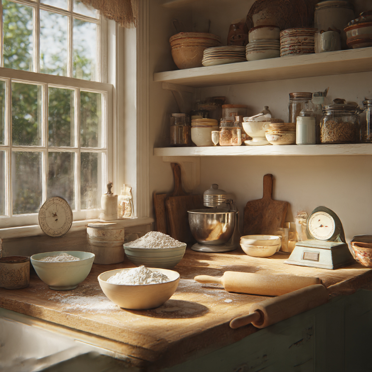 a cozy dedicated baking nook inside a