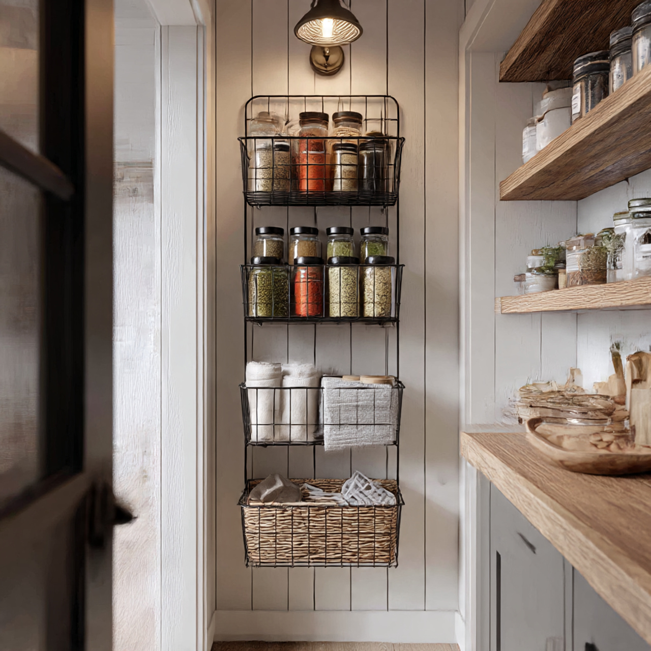 28 Charming Farmhouse Kitchen Pantry Ideas You Need 9 a farmhouse kitchen pantry showcasing a mounted