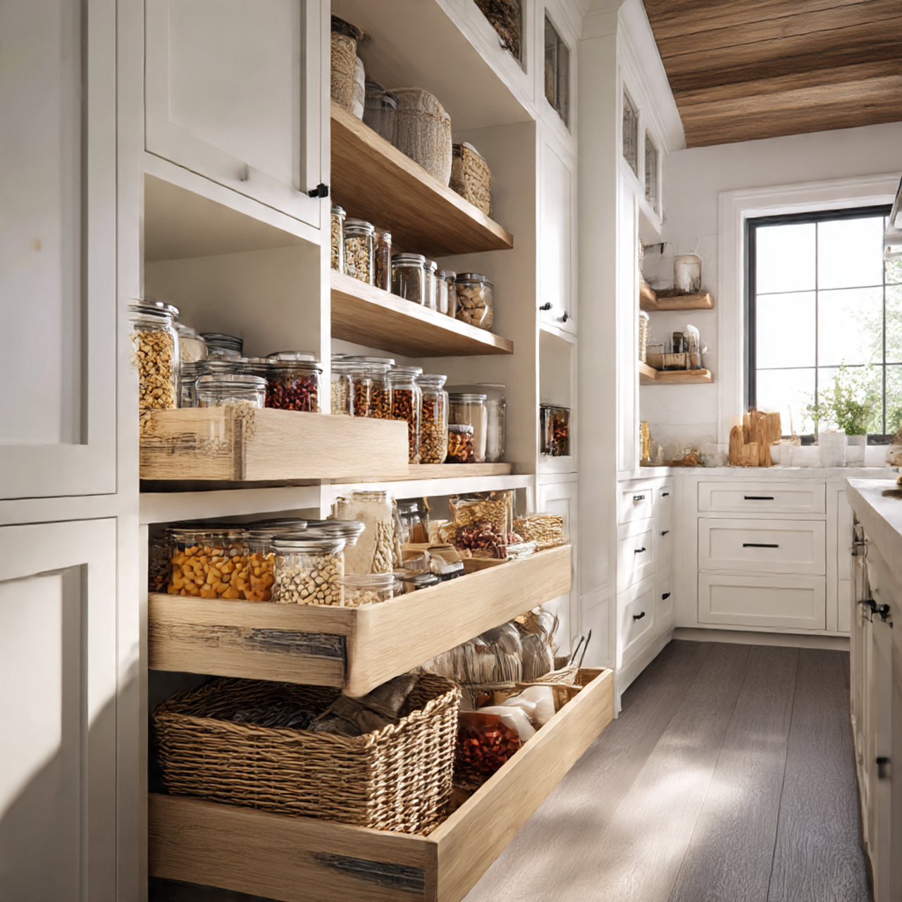 28 Charming Farmhouse Kitchen Pantry Ideas You Need 24 a functional farmhouse kitchen pantry featuring sturdy