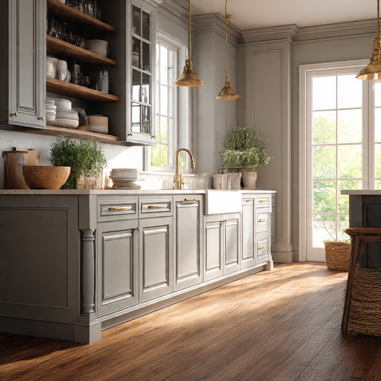 a lifestyle interior shot showcasing furniture style cabinetry