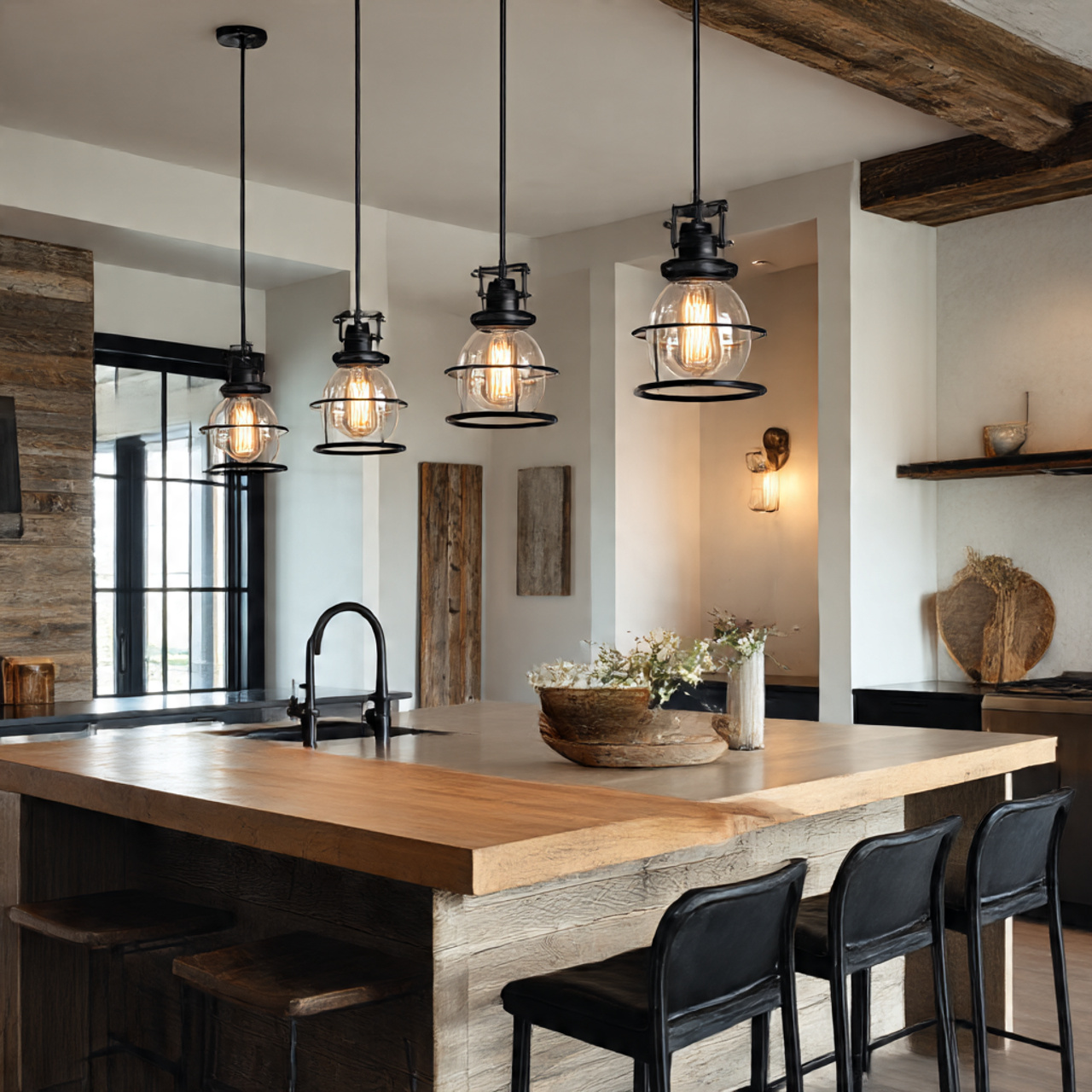 a modern farmhouse kitchen decor setup with