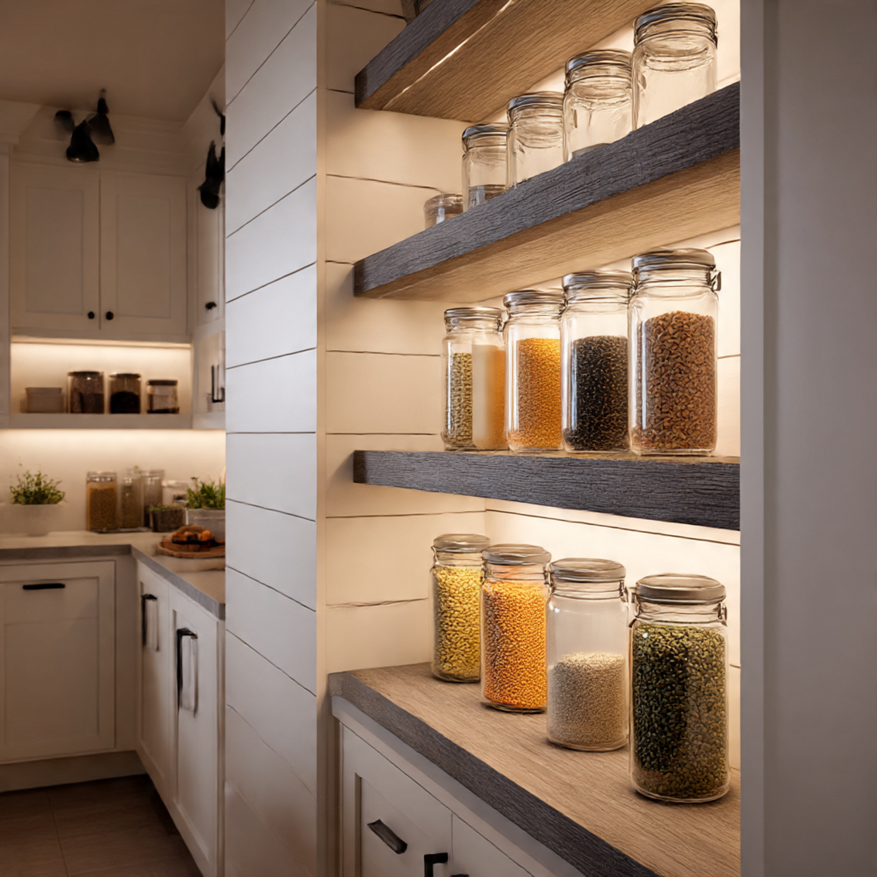 28 Charming Farmhouse Kitchen Pantry Ideas You Need 21 a modern farmhouse kitchen pantry with soft