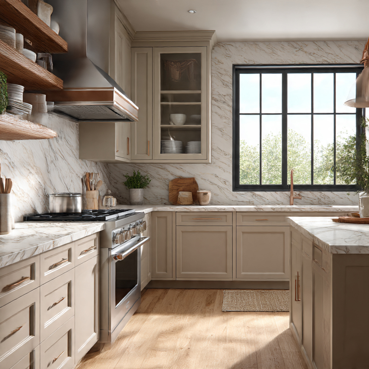 a photorealistic kitchen featuring a fusion of