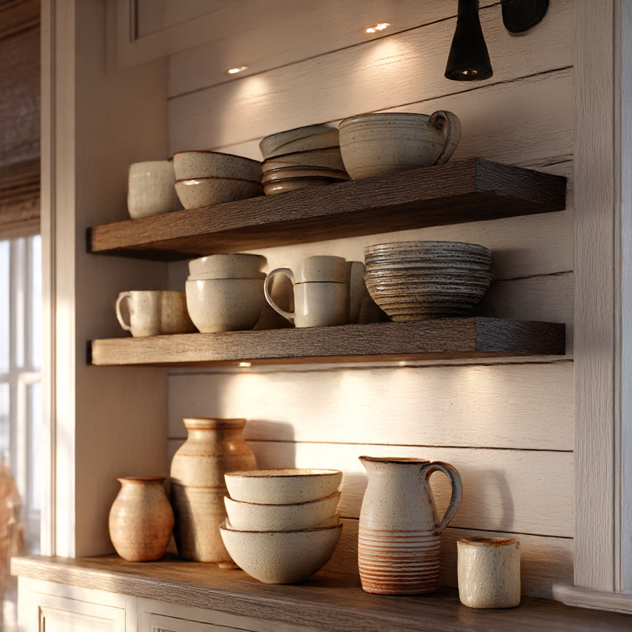 a realistic modern farmhouse kitchen decor scene