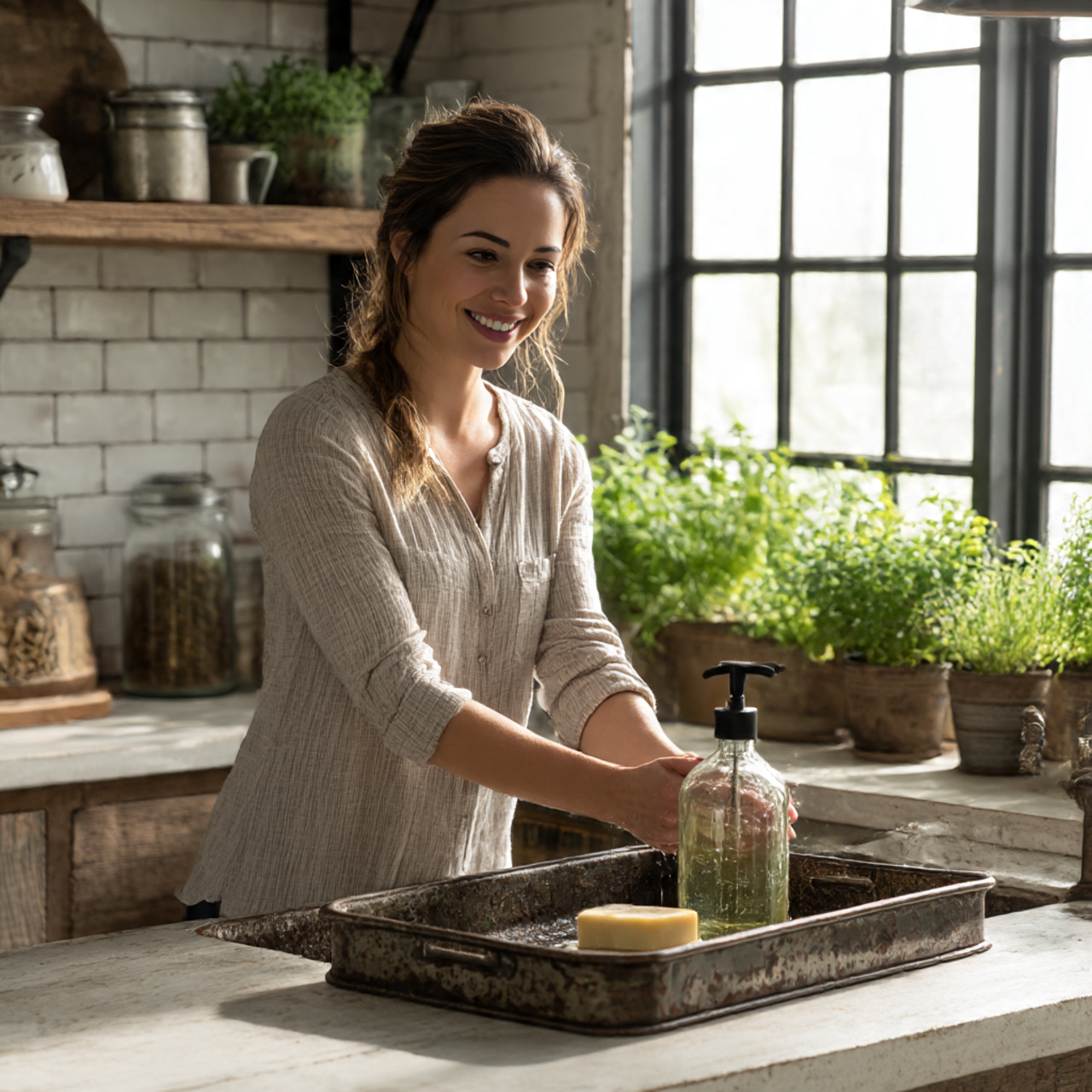 Farmhouse Kitchen Accessories: 27 Super Ideas for Cozy Charm 26 a realistic scene showcasing farmhouse kitchen accessories