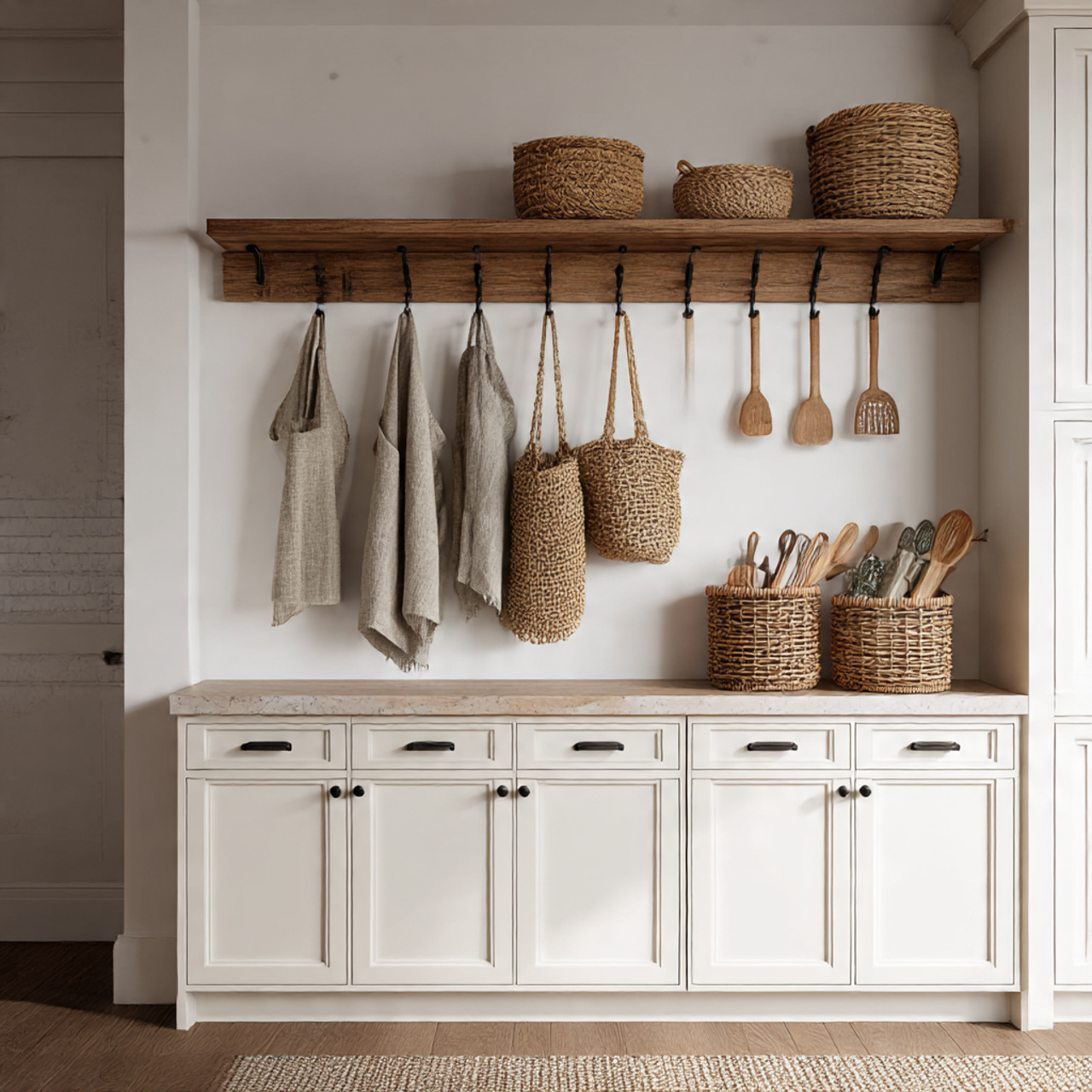 28 Charming Farmhouse Kitchen Pantry Ideas You Need 8 a rustic farmhouse pantry wall featuring a