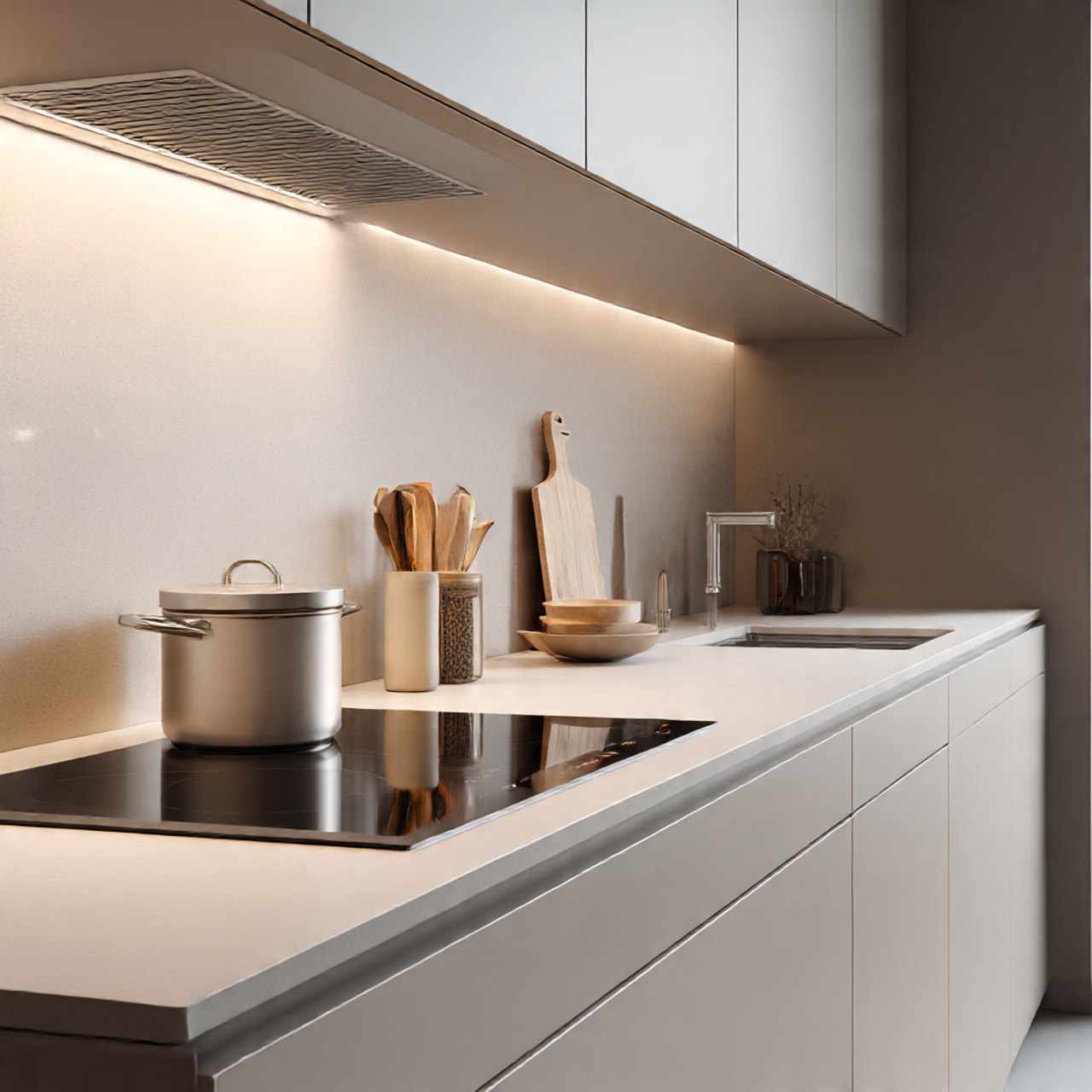 a sleek minimalist kitchen with a seamless
