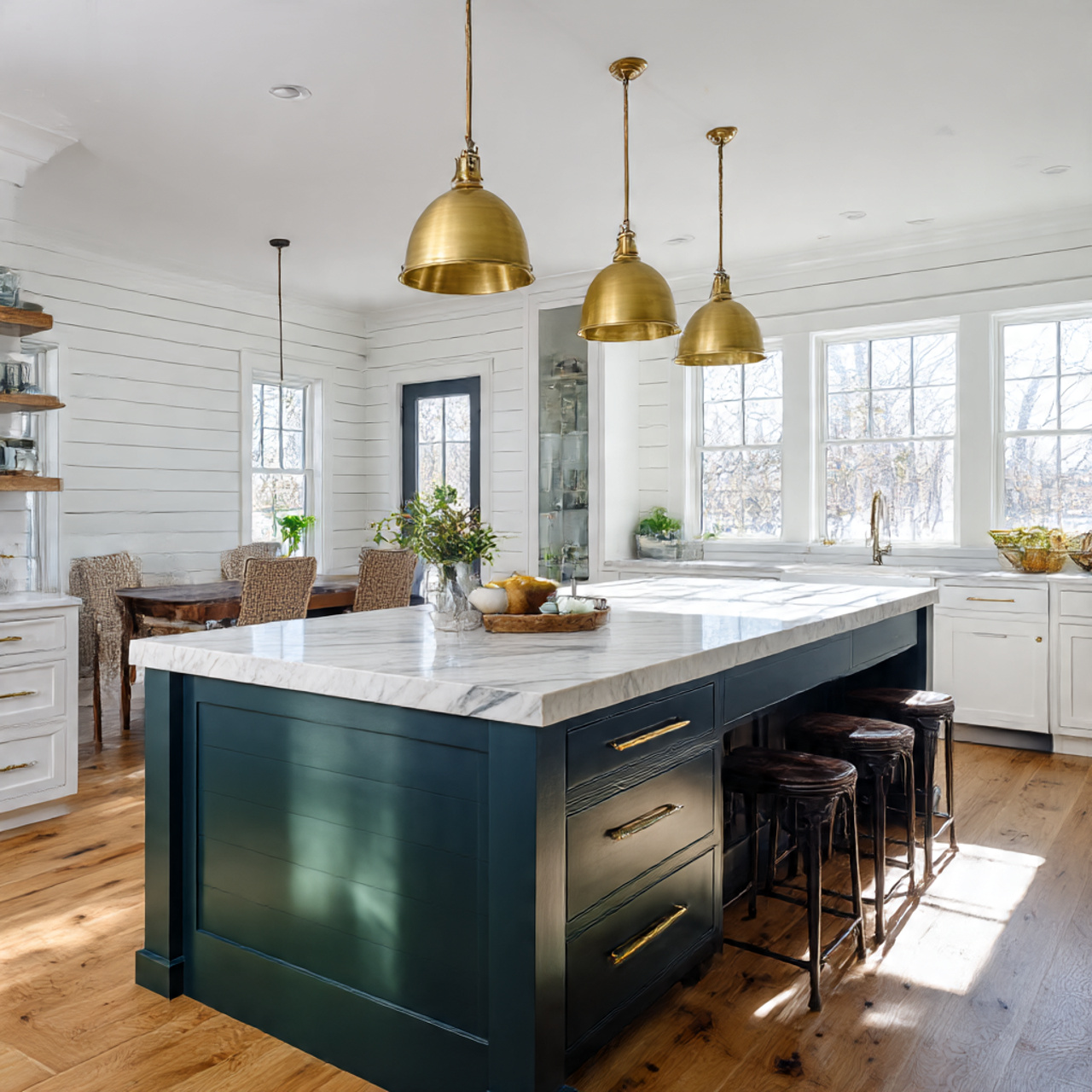 a spacious modern farmhouse kitchen decor scene