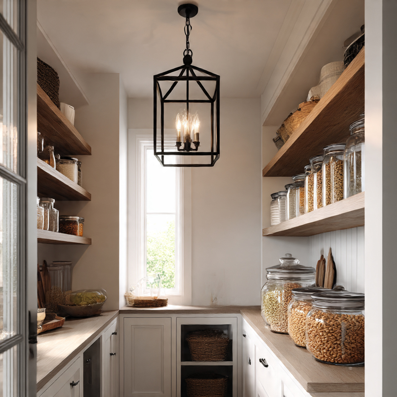 28 Charming Farmhouse Kitchen Pantry Ideas You Need 27 a stylish farmhouse pantry illuminated by a