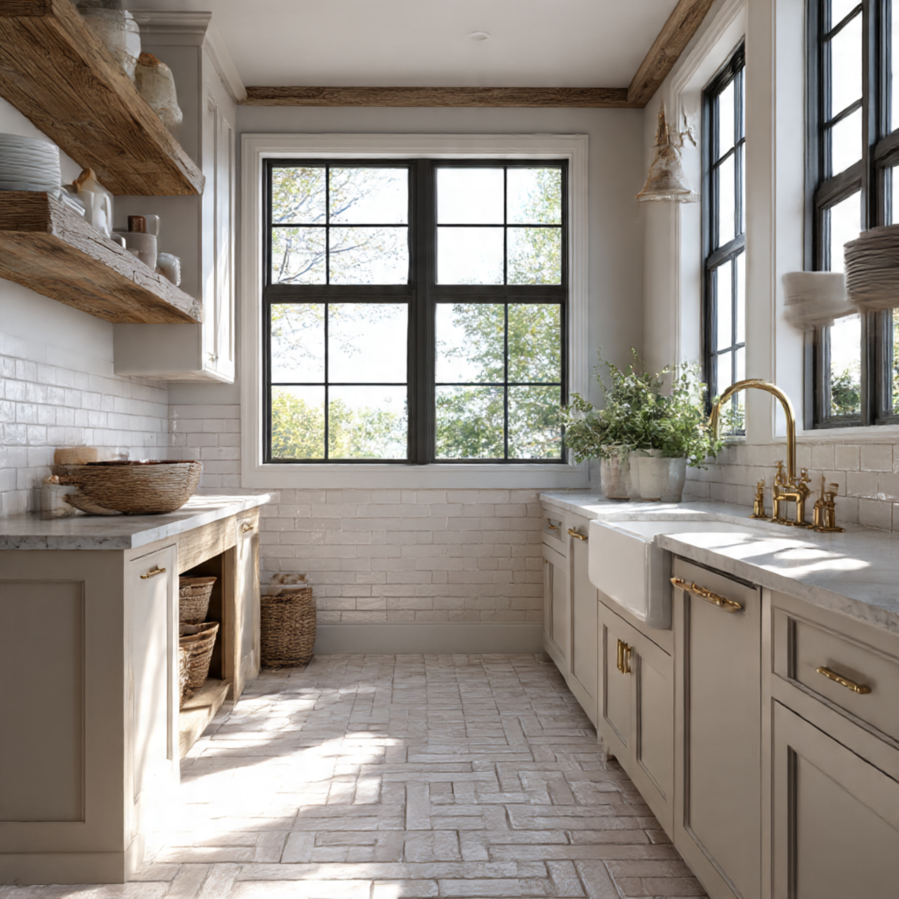 Best Farmhouse Kitchen Flooring Ideas 2025 23 a unique farmhouse kitchen using rectangular floor