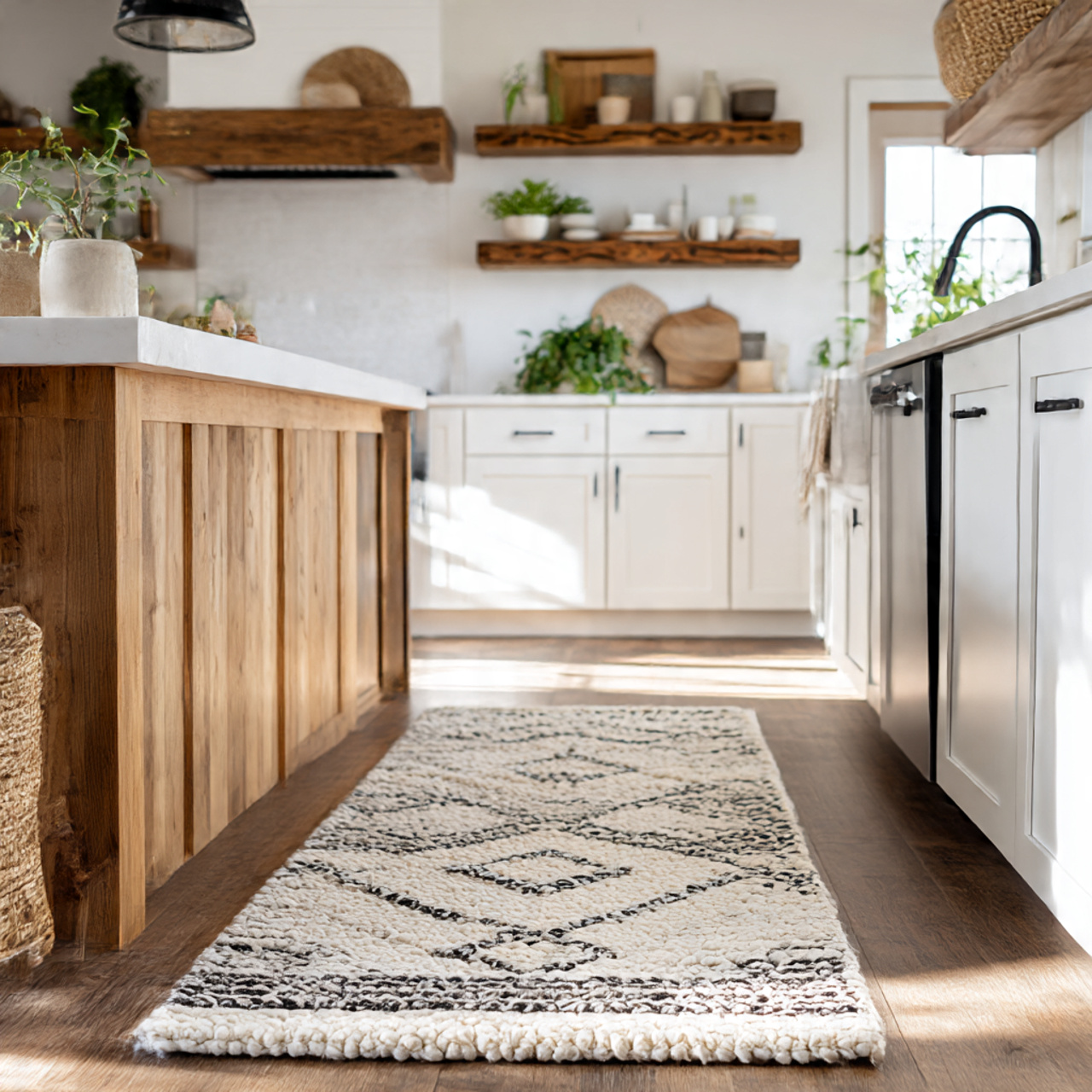 a warm modern farmhouse kitchen decor scene