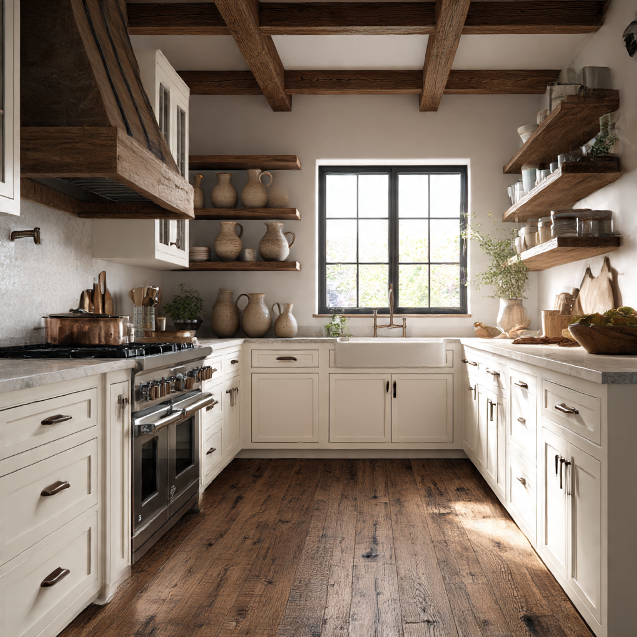 Best Farmhouse Kitchen Flooring Ideas 2025 6 a warm rustic farmhouse kitchen featuring hand scraped