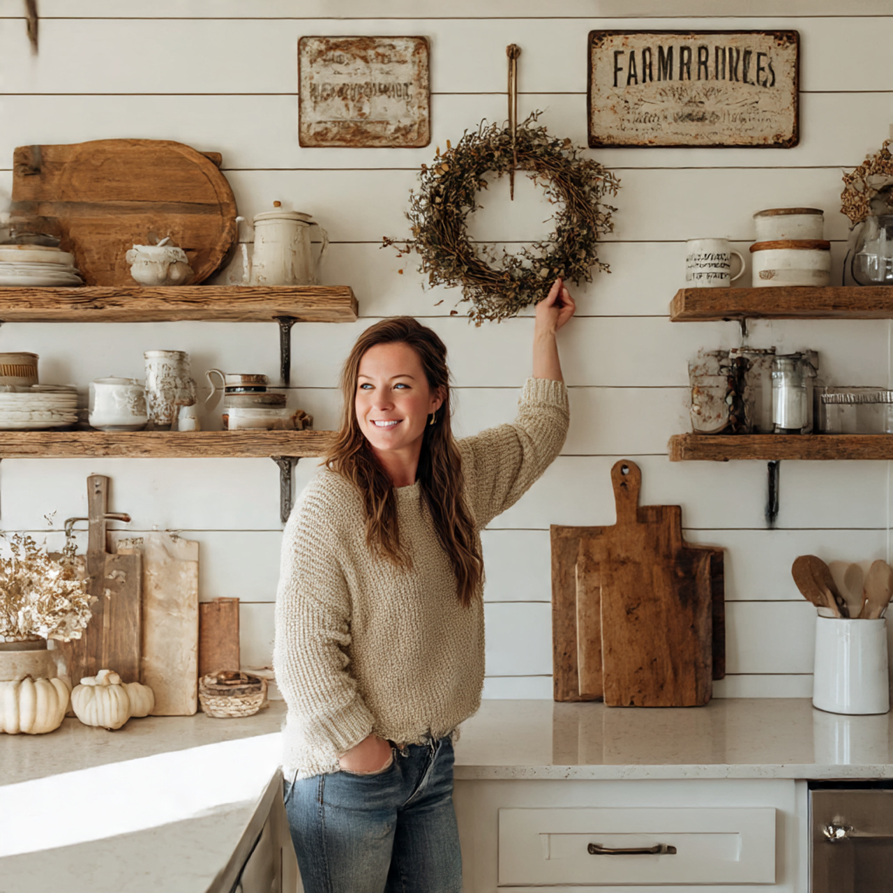 Farmhouse Kitchen Accessories: 27 Super Ideas for Cozy Charm 10 a wide angle realistic farmhouse kitchen showcasing farmhouse