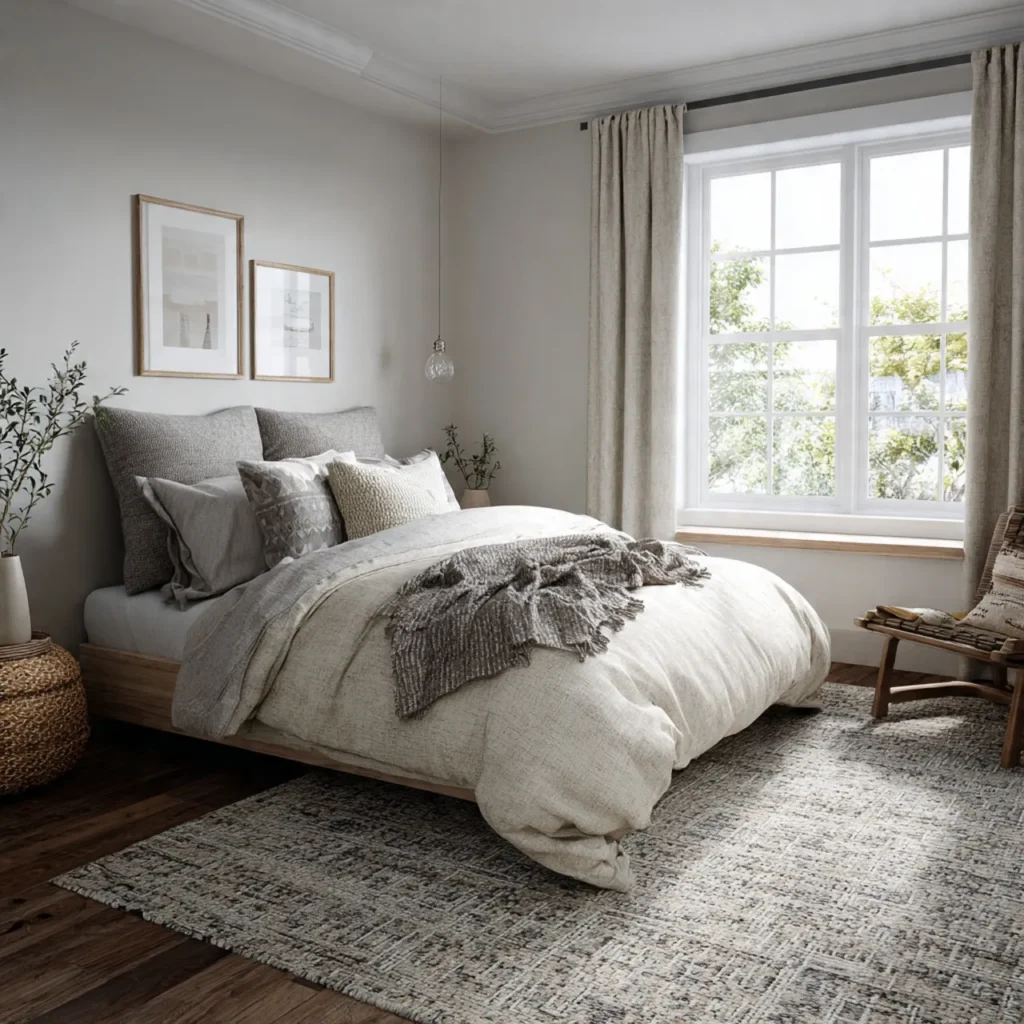 20 Bedroom Ideas for Calm, Comfortable Everyday Homes 18 a bedroom with subtle patterned elements such as a