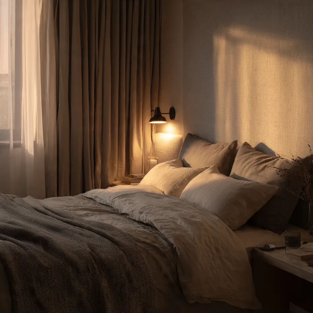 20 Bedroom Ideas for Calm, Comfortable Everyday Homes 2 a cozy bedroom scene captured during early evening