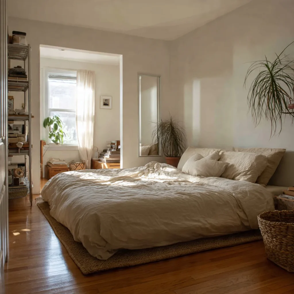 20 Bedroom Ideas for Calm, Comfortable Everyday Homes 17 a minimal bedroom layout with open floor space aro